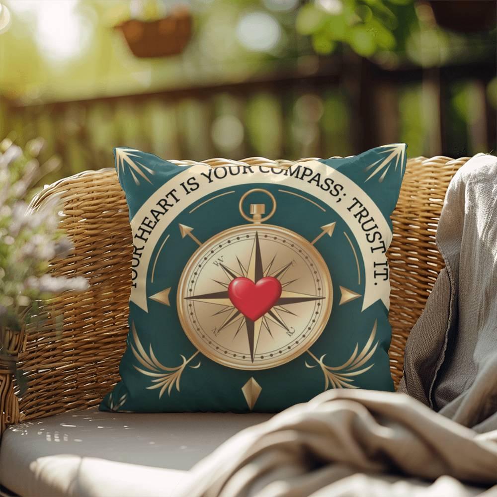Shop our premium your heart is your compass self care pillow from MySisterIsASurvivor.
