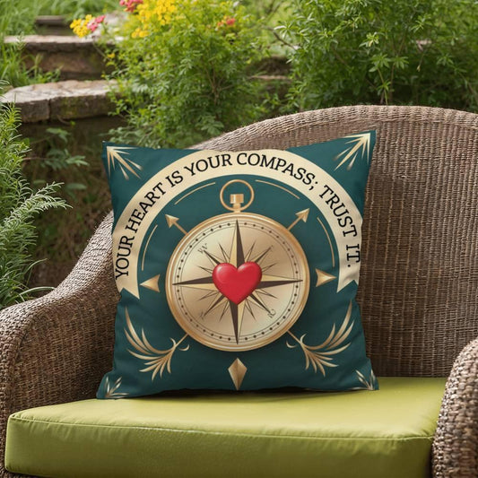 Shop our your heart is your compass self care pillow featuring the 18" x 18" style option from MySisterIsASurvivor.