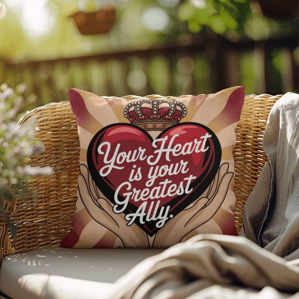 Shop our premium your heart is your greatest ally self care pillow from MySisterIsASurvivor.