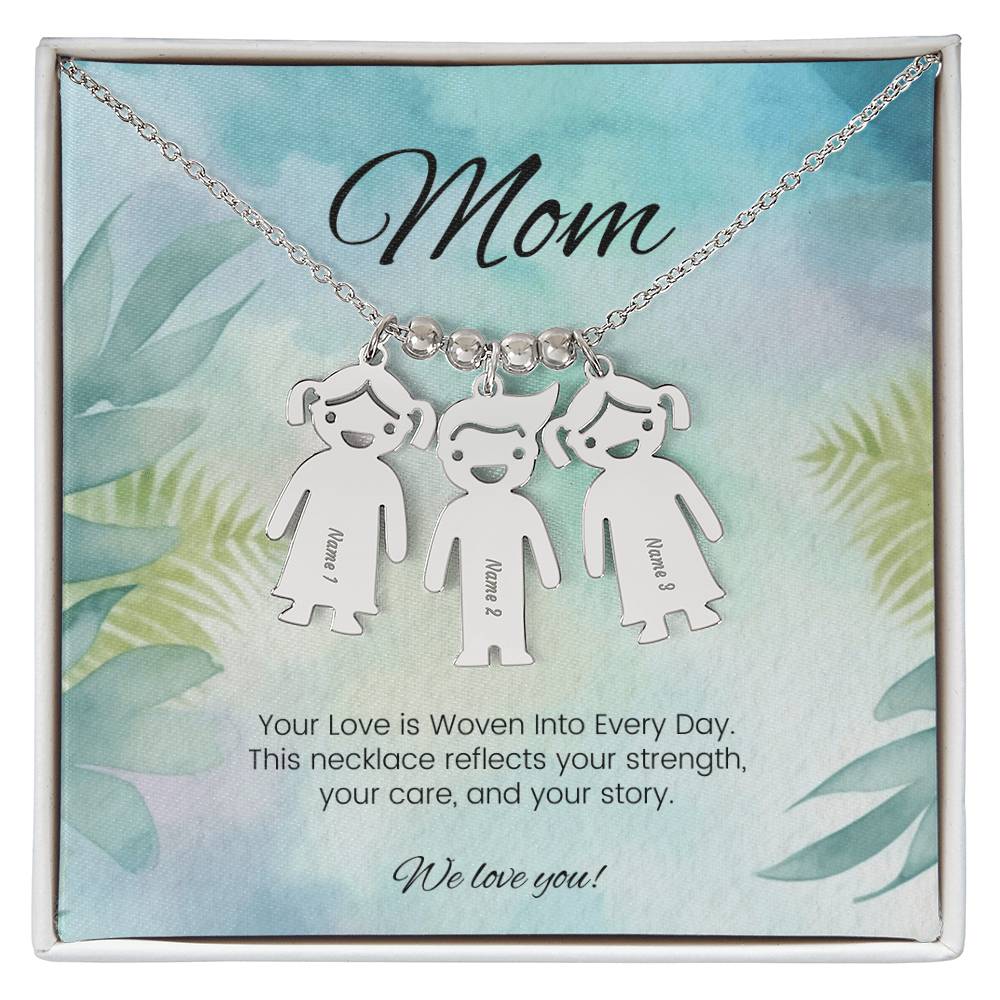 Your love is woven into every day healing engraved kids charm necklace supportive gift for mom - MySisterIsASurvivor