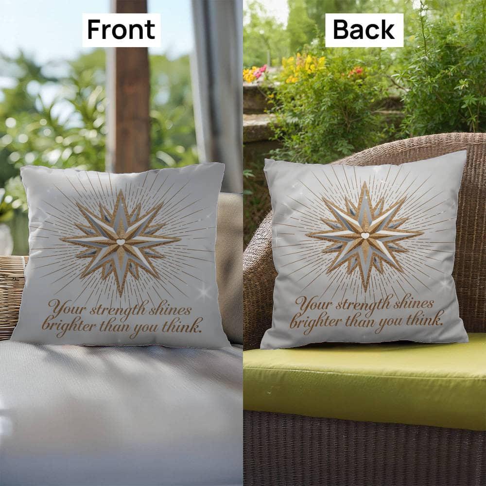 Shop our premium your strength shines brighter self care pillow from MySisterIsASurvivor.