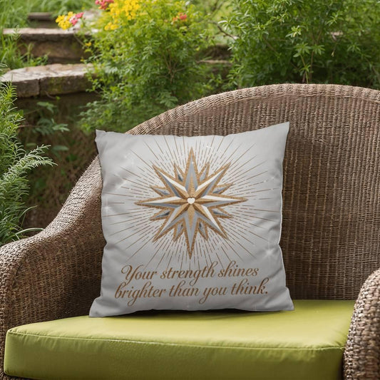 Shop our your strength shines brighter self care pillow featuring the 18" x 18" style option from MySisterIsASurvivor.