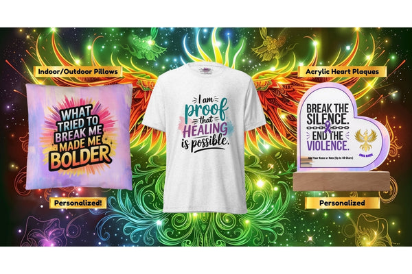 Rise and Reclaim Collection - survivor-inspired mugs, tees, and gifts for domestic violence survivors, trauma, and PTSD healing