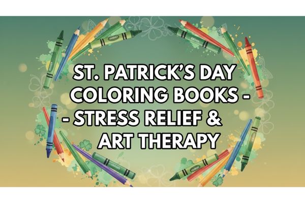 St. Patrick's Day coloring books for stress relief and art therapy - shamrocks, leprechauns and Celtic designs for mindfulness and mental wellness
