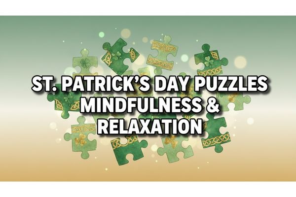 St. Patrick's Day jigsaw puzzles for mindfulness and stress relief - shamrocks, Celtic patterns and Irish charm for mental wellness