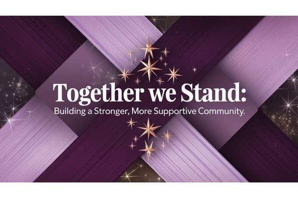 Group of people standing together representing community support for survivors of trauma, PTSD, and domestic violence