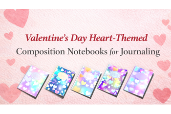 Valentine's Day Heart-Themed Composition Notebooks for Journaling