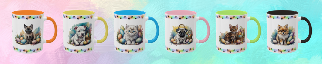 Elevate Your Easter Celebration with Our Charming Easter Puppy or Kitten Two-Tone Coffee Mugs!