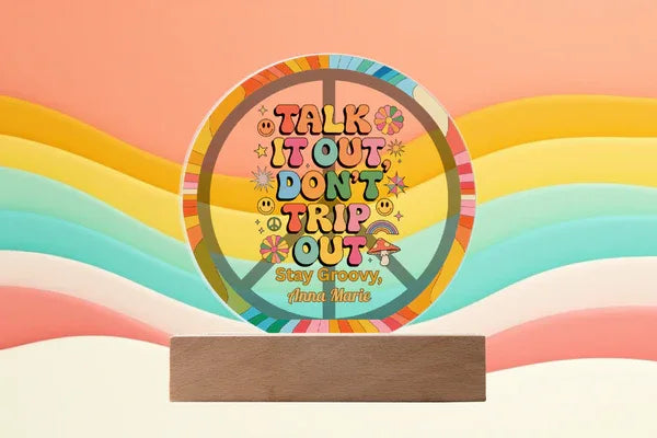 Groovy Minds Matter - 7" Circle 70s-Inspired Acrylic Plaques