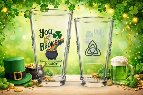 St. Patrick's Day Pint Glasses - Positive Sayings & Luck