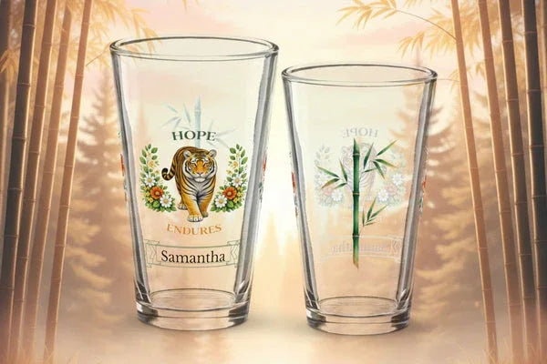 Tiger Pint Glasses - Fierce Strength & Courage - MySisterIsASurvivor