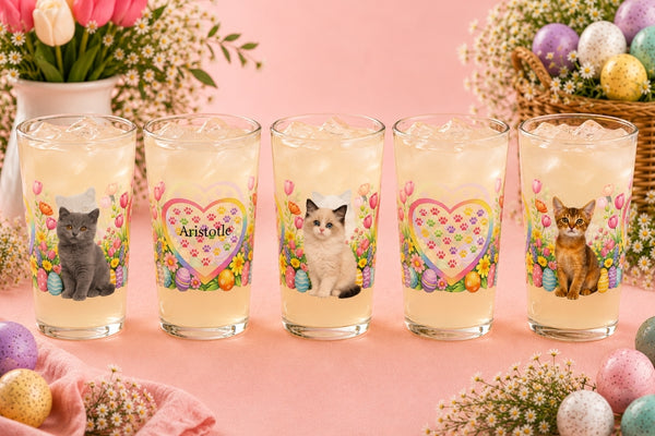 Easter Kitten Personalized Pint Glasses