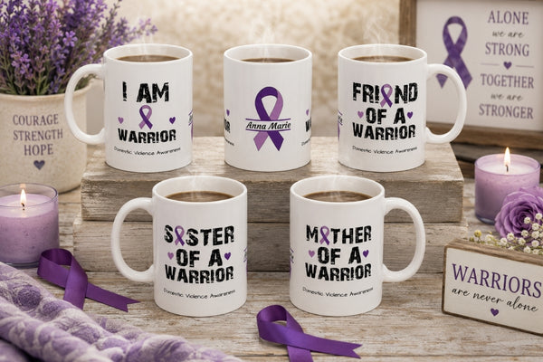 Domestic Violence Awareness Warrior Family Mugs