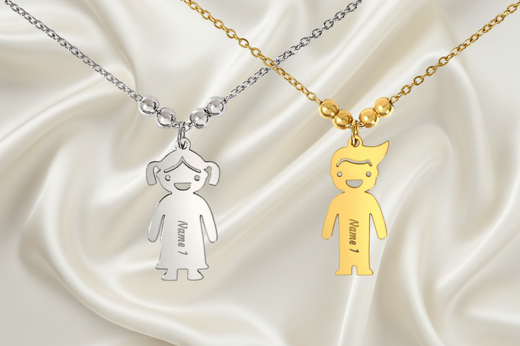 Engraved Kids Charm Necklaces