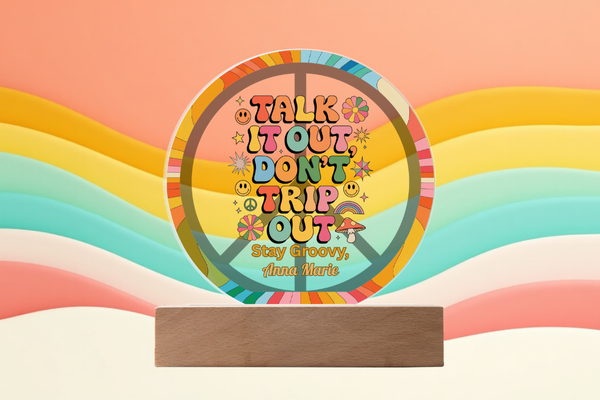 Groovy Minds Matter - 7" Circle 70s-Inspired Acrylic Plaques