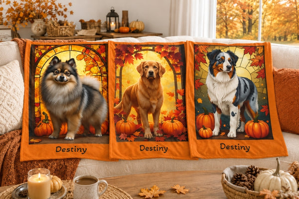 Autumn Dog Lover’s Den Personalized Blankets - MySisterIsASurvivor