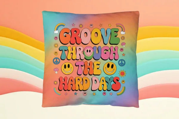 Groovy Minds Matter 70s Retro Throw Pillows