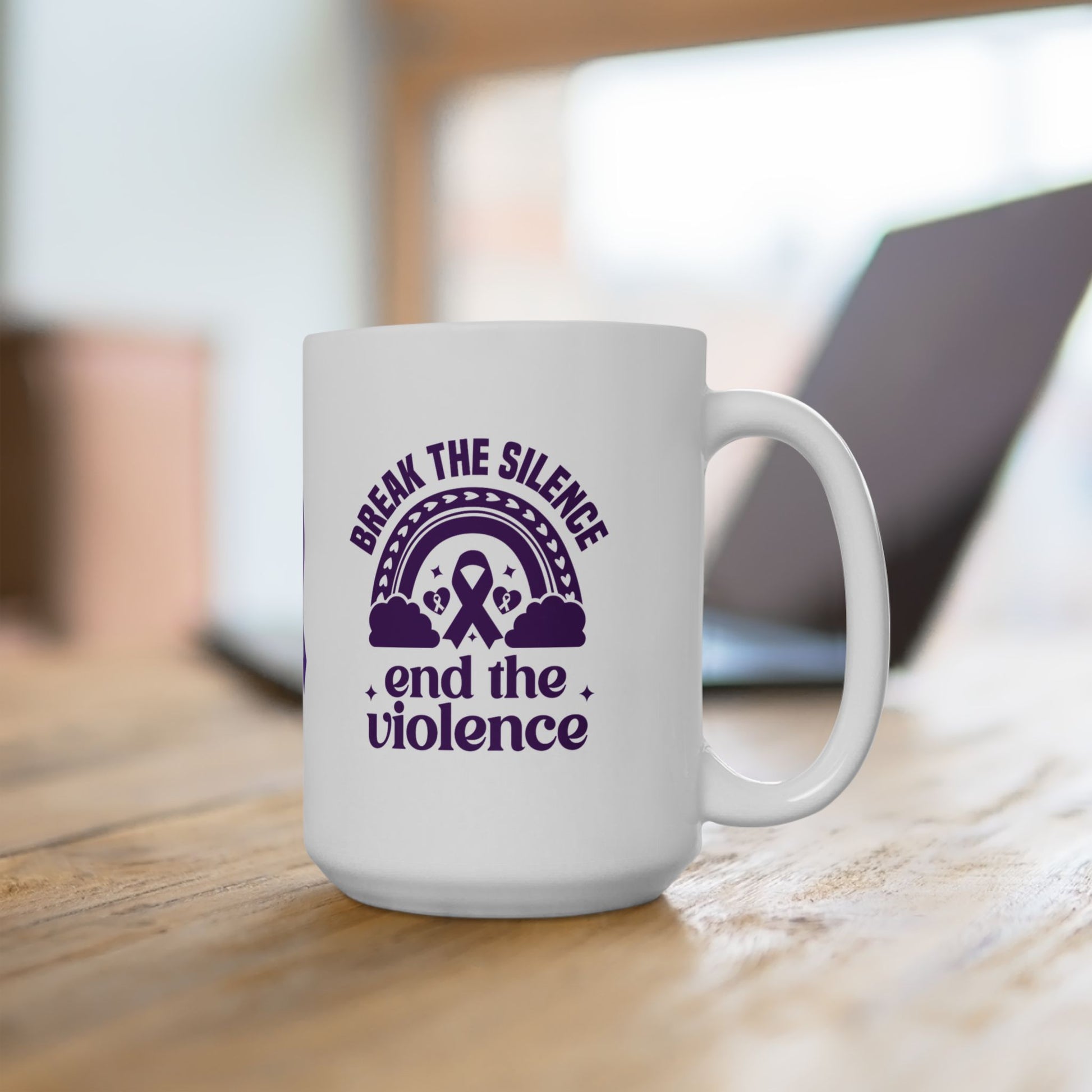 Break the Silence, End the Violence Ceramic Mug - Domestic Violence Awareness