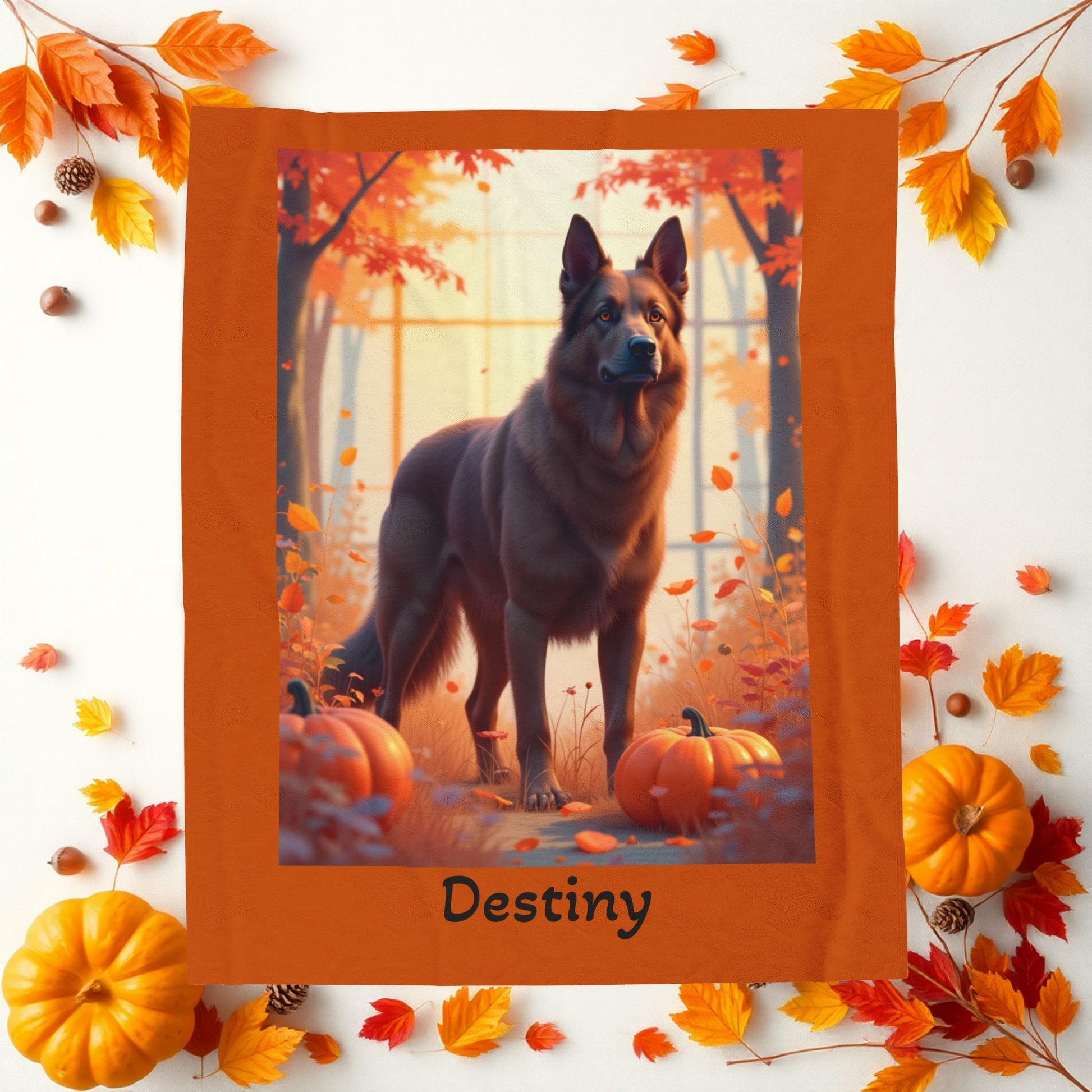 Liver German Shepherd velveteen plush blanket, custom dog throw, cozy gift for loyal GSD parents - MySisterIsASurvivor