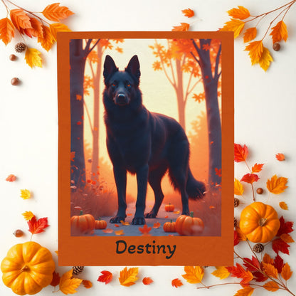 German Shepherd Black Coat Velveteen Blanket, Custom Plush Dog Throw, Personalized GSD Gift