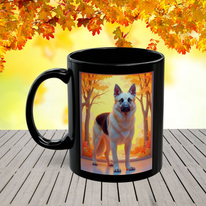 Black & Cream German Shepherd Autumn Personalized Mug - Custom Dog Lover Gift for Fall Coffee