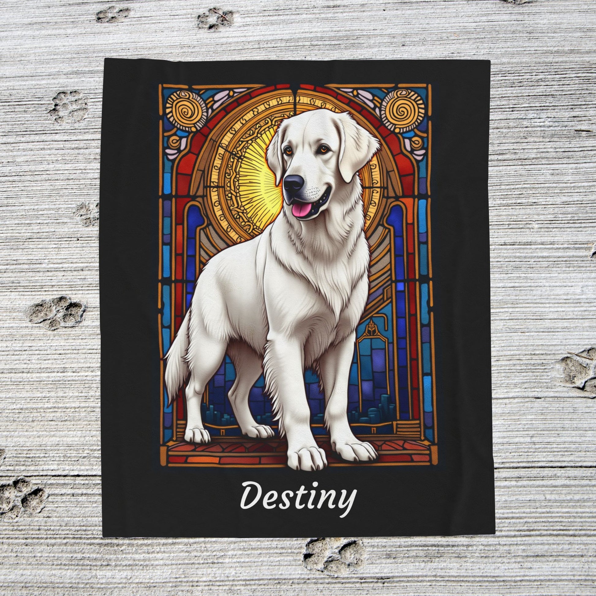 Golden Retriever White Coat Personalized Velveteen Plush Blanket, Custom Dog Lover Throw for Humans