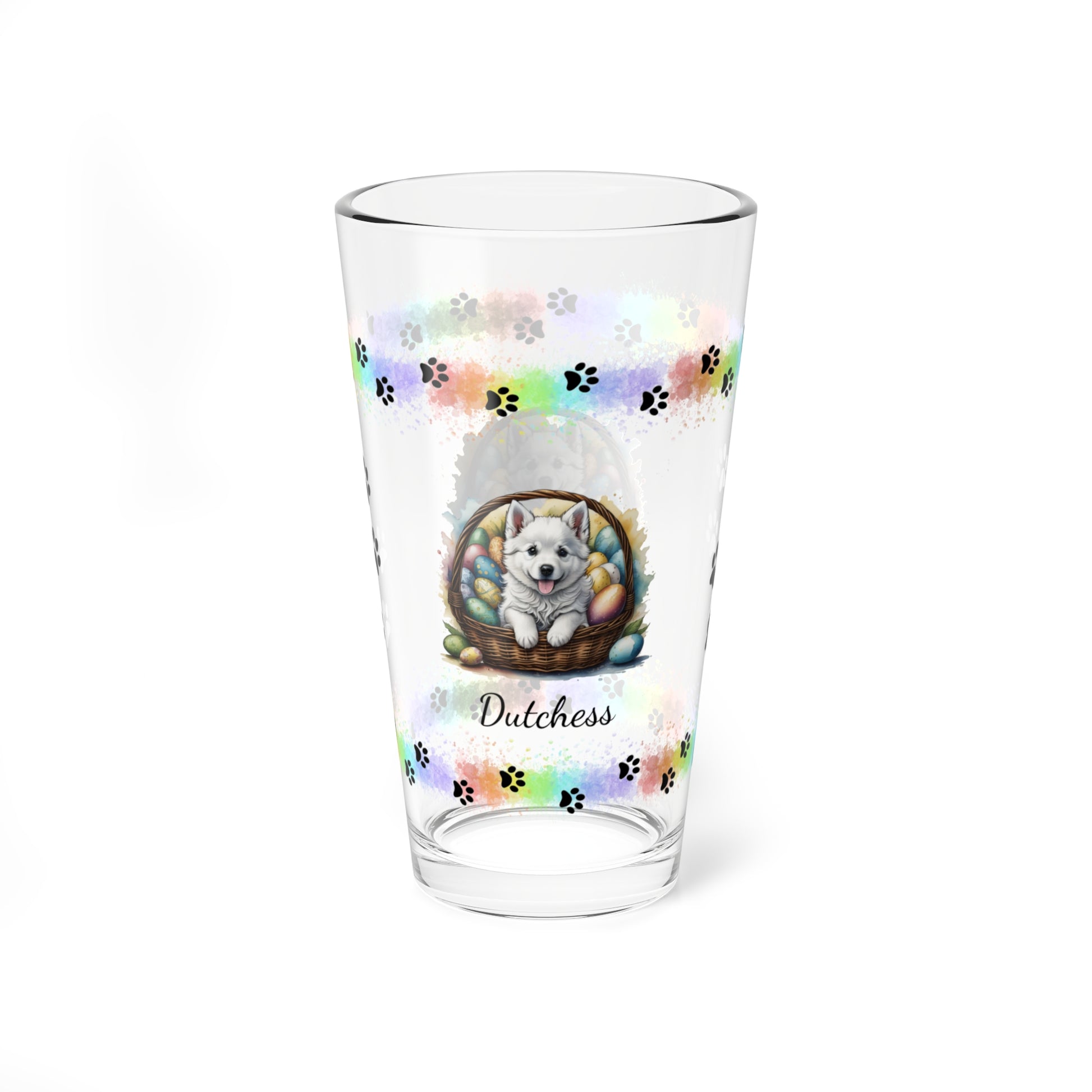 American Eskimo Personalized Easter Puppy 16oz Pint Glass - Custom Dog Design, Mental Health Gift, Easter Décor, and Festive Celebrations