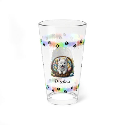 American Eskimo Personalized Easter Puppy 16oz Pint Glass - Custom Dog Design, Mental Health Gift, Easter Décor, and Festive Celebrations