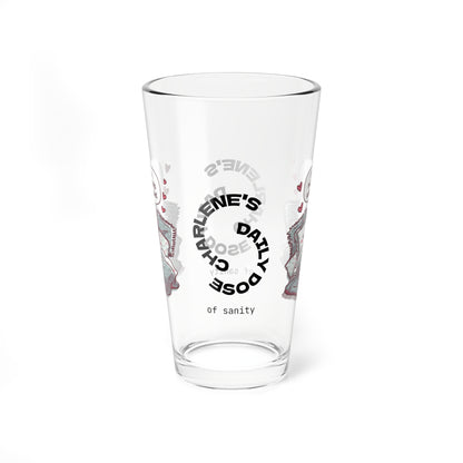"I’m In A Relationship With My Bed" personalized funny pint glass with attitude and daily humor for sleep lovers.