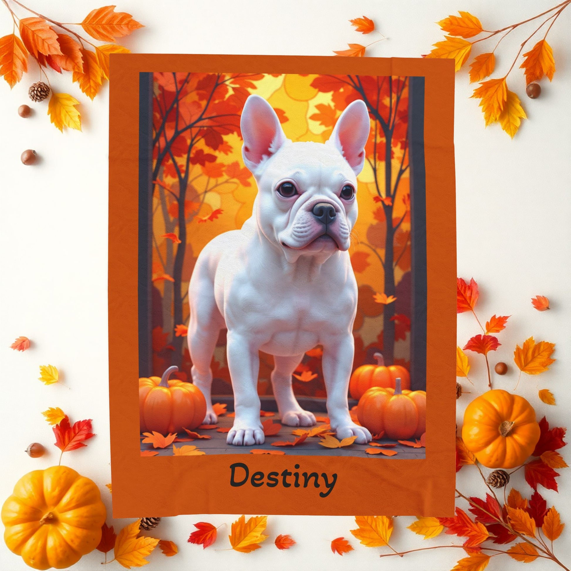 White French Bulldog velveteen plush blanket, plush personalized dog throw for Frenchie fans - MySisterIsASurvivor