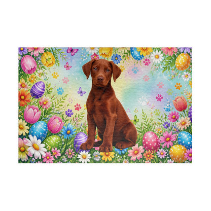 Doberman (Red) Easter Puppy Puzzle - Spring Blooms, Colorful Eggs, and Garden Joy