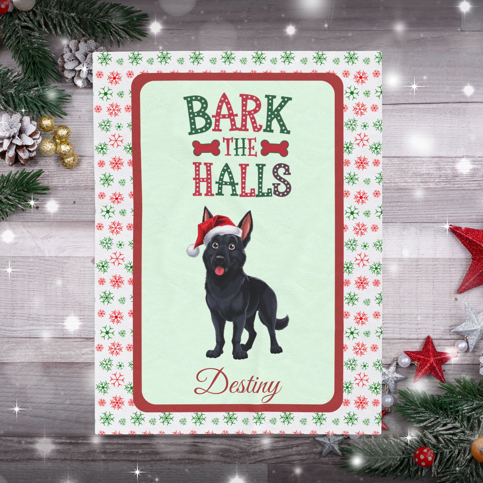 German Shepherd (Black) Velveteen Blanket - Cozy holiday dog lover throw, personalized GSD gift