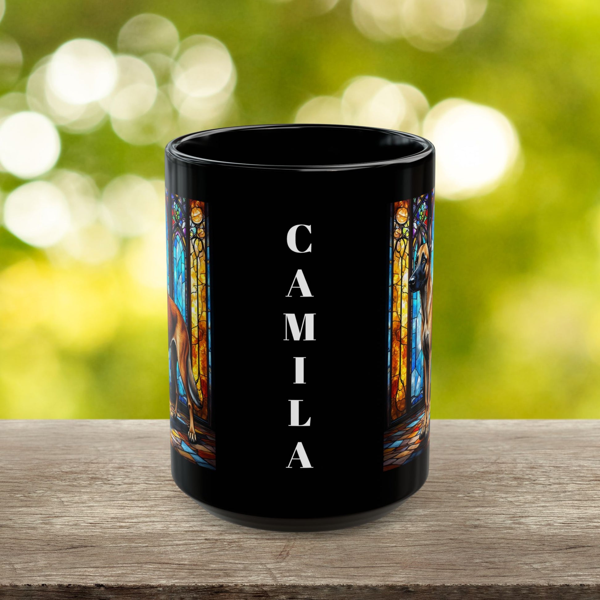 Mahogany Belgian Malinois personalized dog name mug
