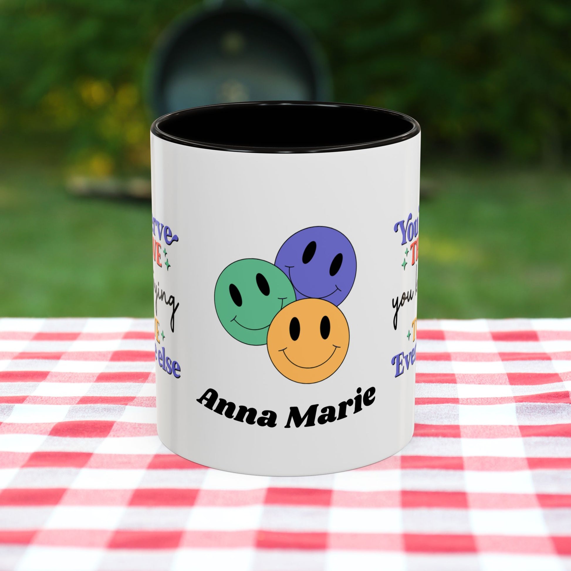 You Deserve the Love You Keep Trying to Give Everyone Else - Custom Retro Self-Care Mug for Emotional Wellness