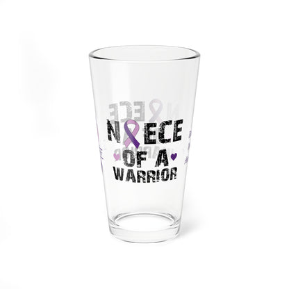 Niece of a Warrior: Personalized Domestic Violence Awareness Warrior Pint Glass - Proud Family Member