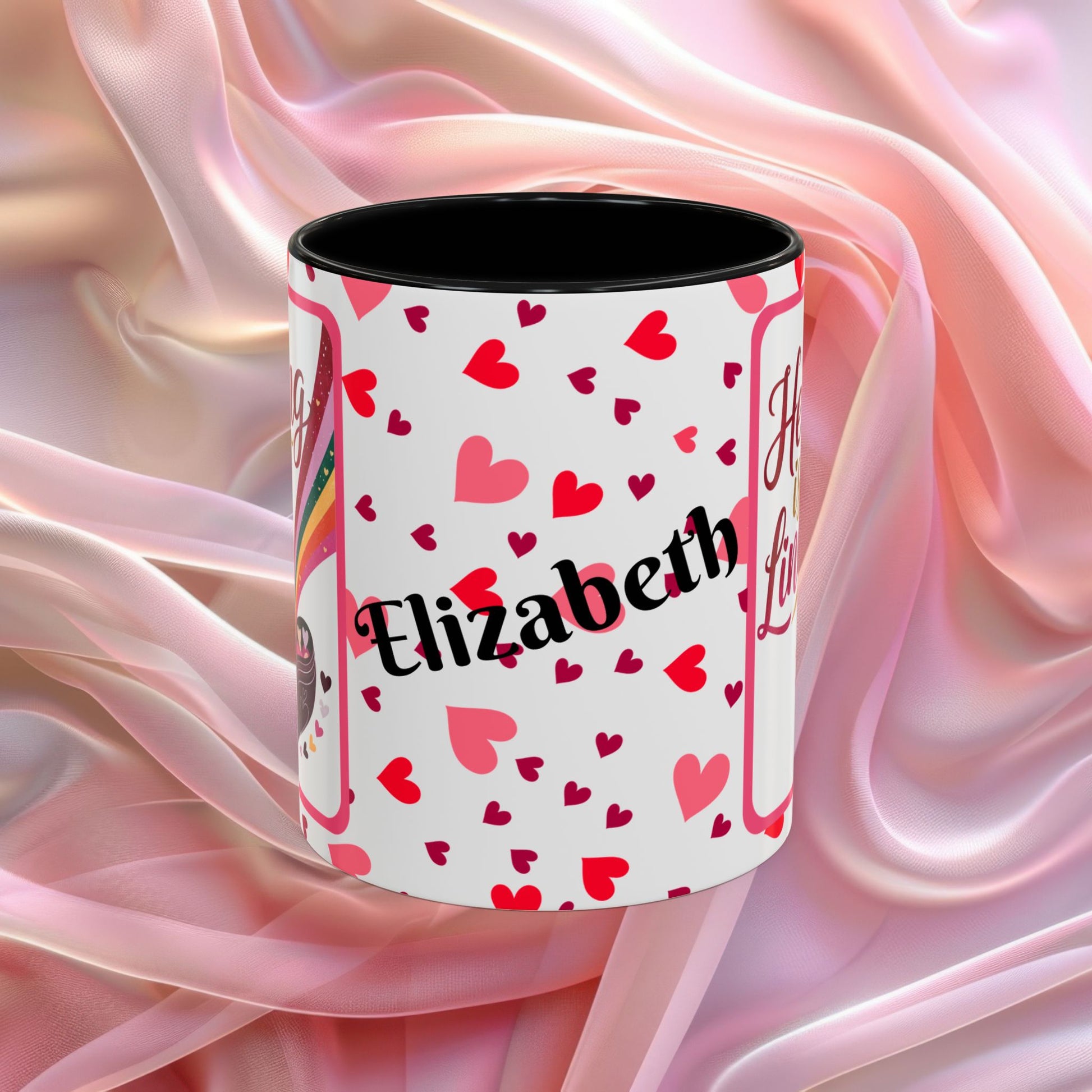 Healing Is Not Linear Valentines mug offering comfort and resilience, Valentine themed affirmation coffee cup