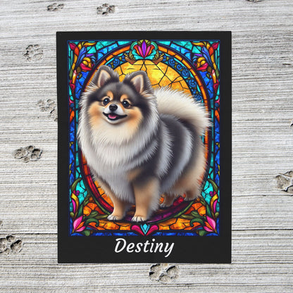Pomeranian Wolf Sable Coat Blanket, Velveteen Plush Stained Glass Dog Throw, Unique Dog Lover Gift