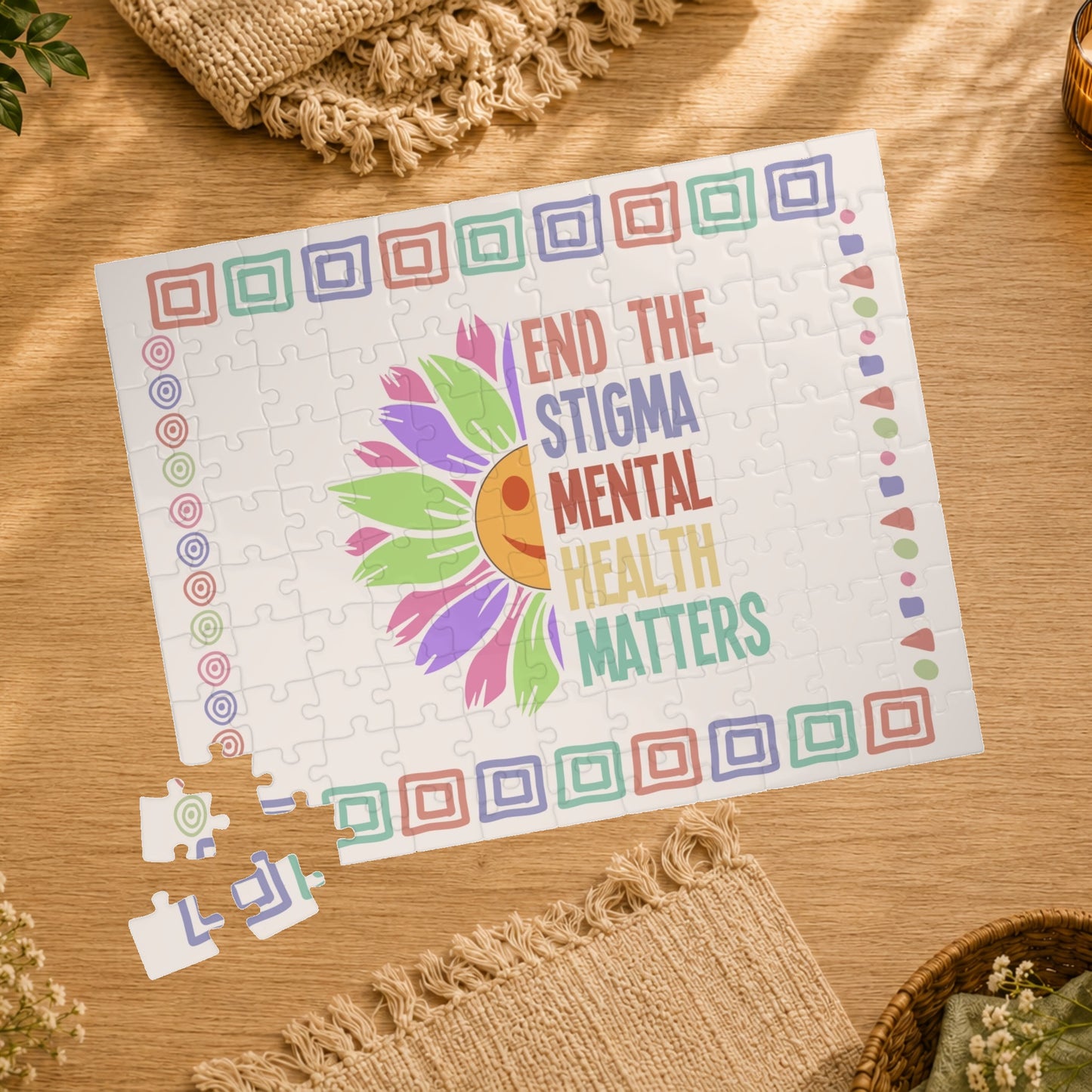 End the Stigma - Mental Health Matters Affirmation Puzzle Gift for Survivors and Puzzle Lovers