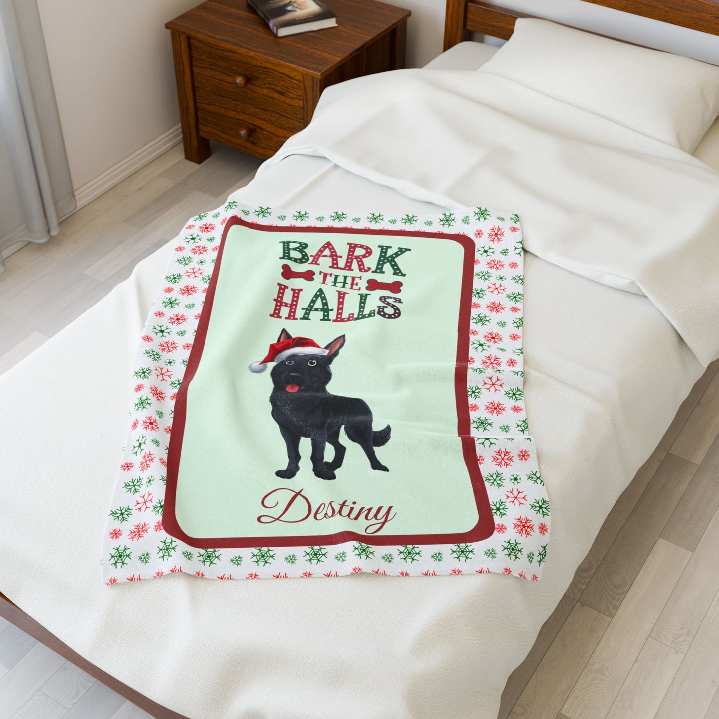 German Shepherd (Black) Velveteen Blanket - Cozy holiday dog lover throw, personalized GSD gift