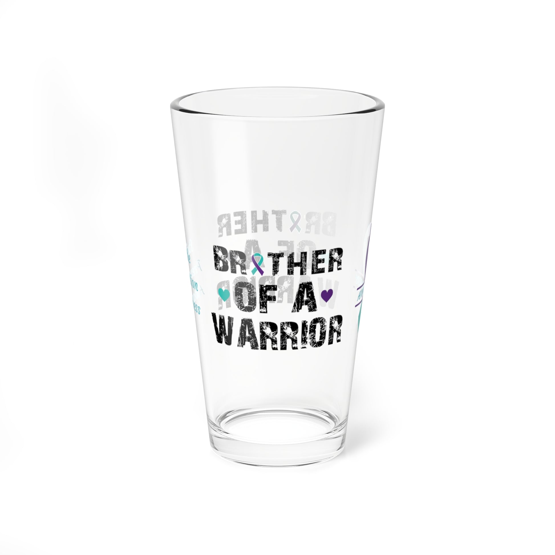 Brother of a Warrior: Personalized Suicide Prevention Awareness Warrior Pint Glass - Proud Family Member
