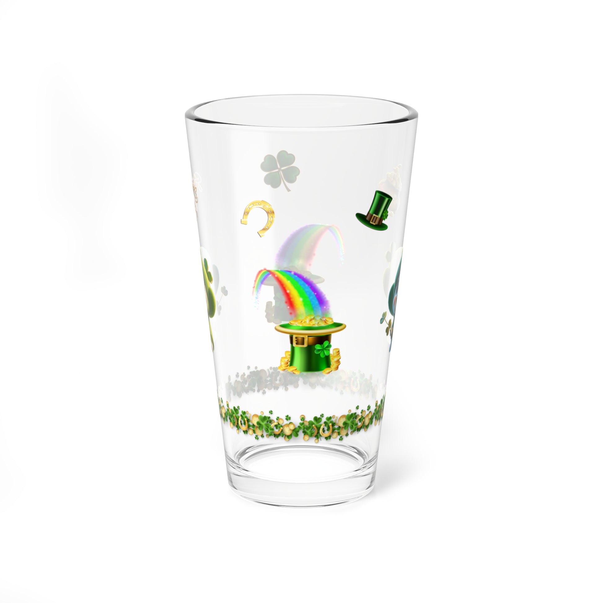 Blissful Blarney Kitten: Mindful St. Patrick's Day 16oz Pint Glasses - Festive Design for Positivity & Wellness