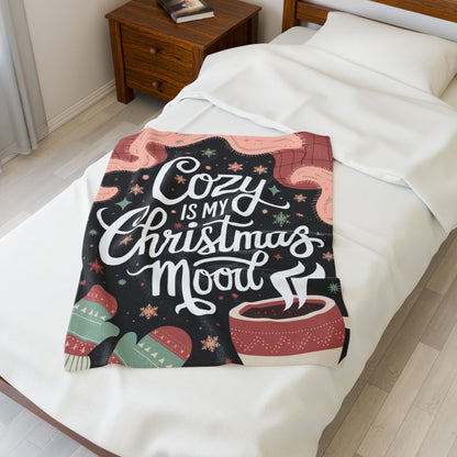Cozy holiday blanket “Cozy Is My Christmas Mood” soft festive throw for relaxation and joy