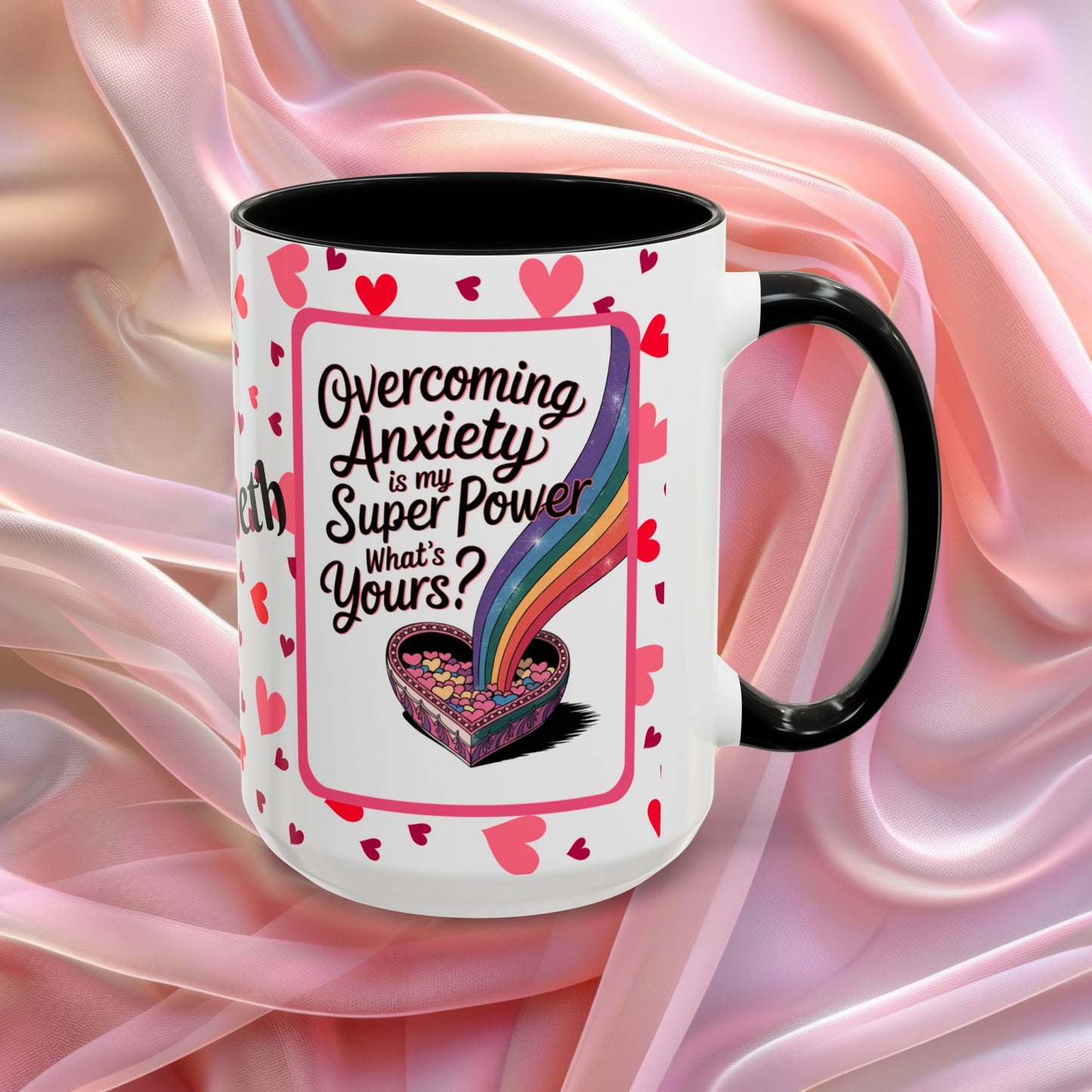 Overcoming Anxiety Valentines mug with soothing affirmation, Valentine coffee cup for reassurance
