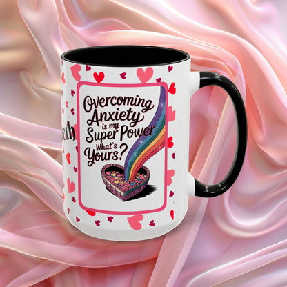 Overcoming Anxiety Valentines mug with soothing affirmation, Valentine coffee cup for reassurance
