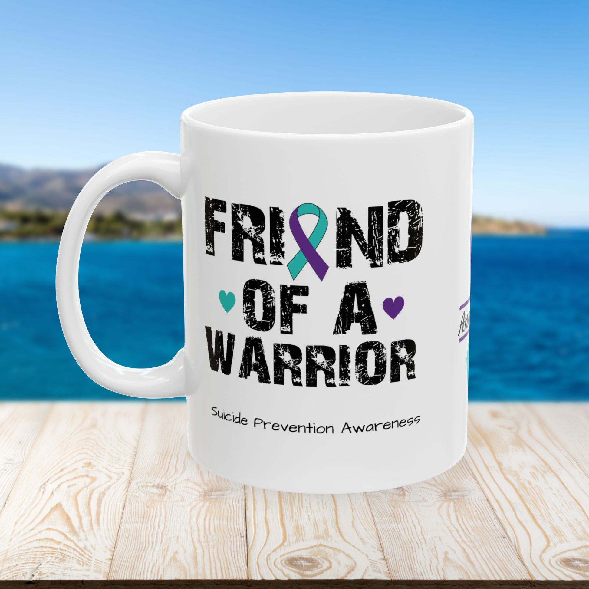 Friend of a Warrior - Personalized Suicide Prevention Awareness Gift, Empowerment and Resilience Ceramic Mug, Support for Survivors