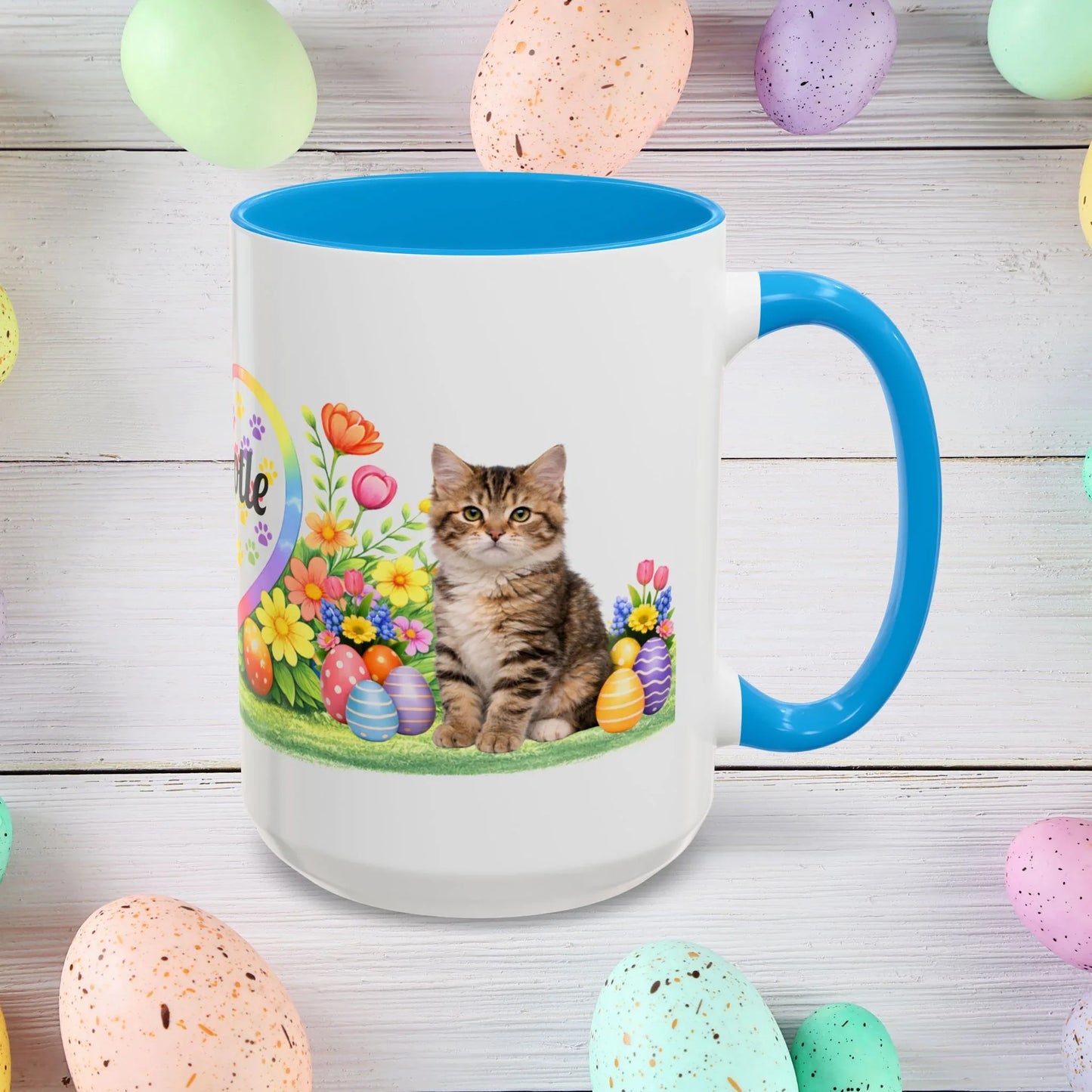 Shop our american bobtail kitten easter mug featuring the 15oz style option from MySisterIsASurvivor.