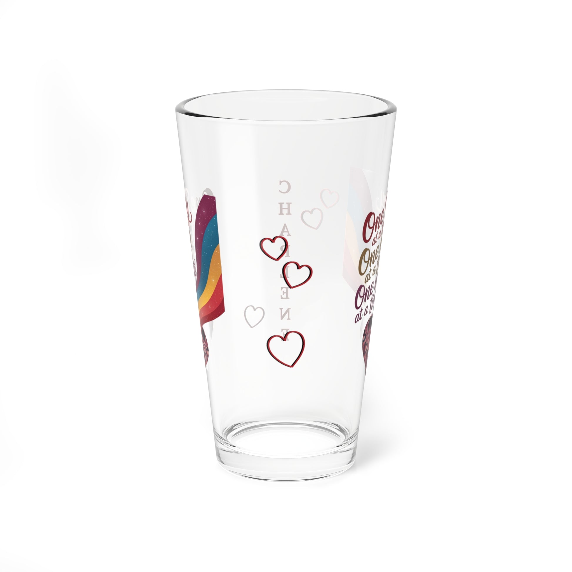 One Day At A Time One Hour At A Time: Personalized Valentine's Day Affirmation Pint Glass – Valentine's Day Self-Care Gift, Mindful Positivity Drinkware