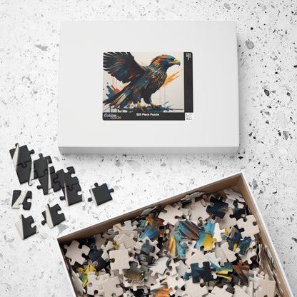 Soaring Eagle Triumph - Full-Body Graffiti Eagle Puzzle with Iridescent Teal Feathers and Paint Splatters