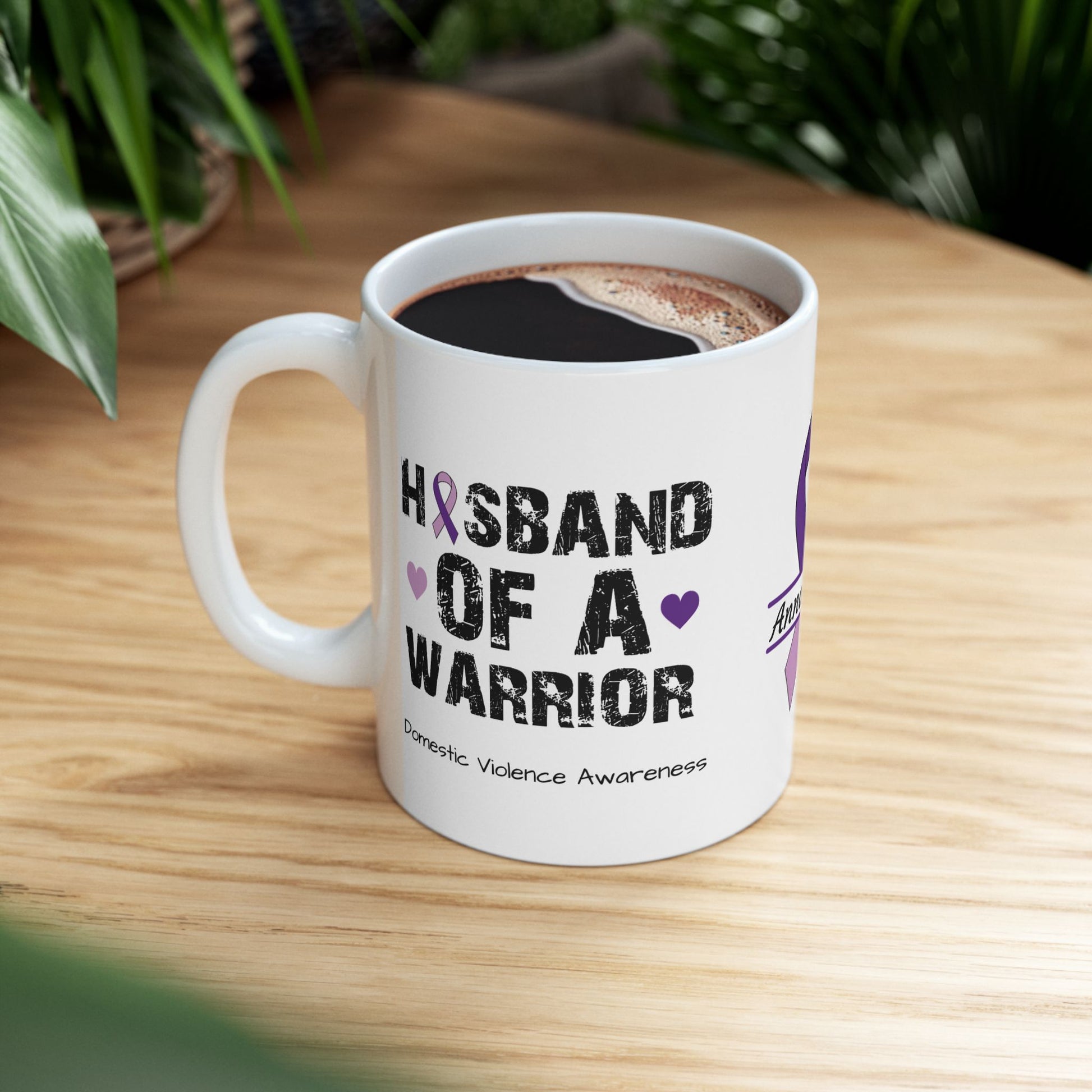 Husband of a Warrior - Personalized Domestic Violence Awareness Gift, Empowerment and Resilience Ceramic Mug, Support for Survivors