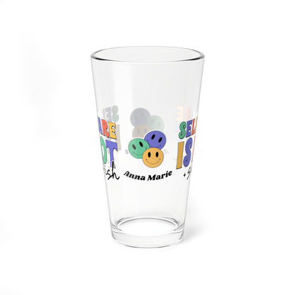 Self-Care is Not Selfish retro pint glass with personalized clear drinkware